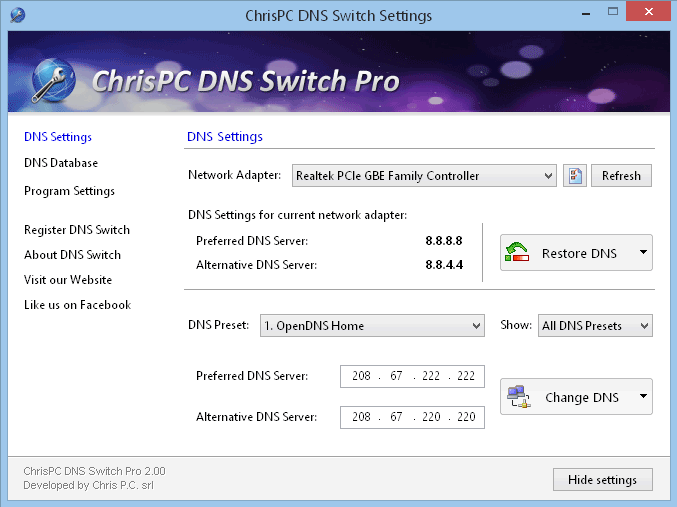 Windows 7 ChrisPC DNS Switch Pro 4.60 full